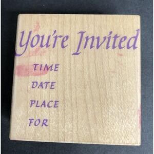 Hero Arts Rubber Stamp You're Invited Calligraphy F993 Wood Mounted